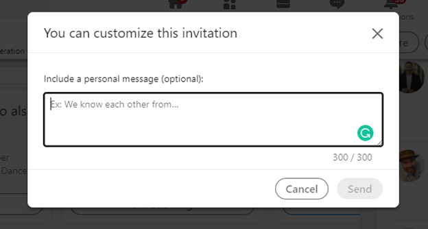 Connection request on LinkedIn